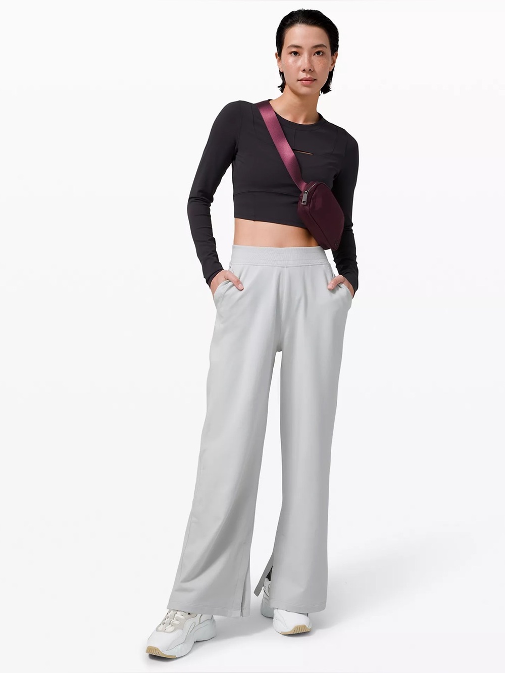 Lululemon Light Gray LA Wide Leg Side Split High Rise Pant Women's US Size 8